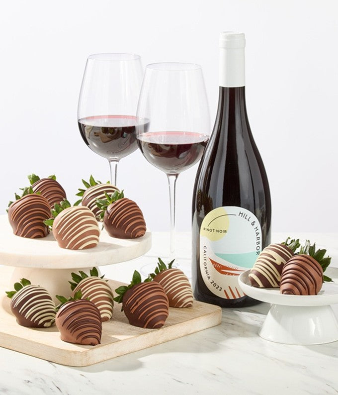 Gourmet Chocolate Dipped Strawberries & Red Wine