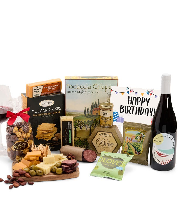 Happy Birthday! Deluxe Charcuterie &amp; Red Wine Gift Box