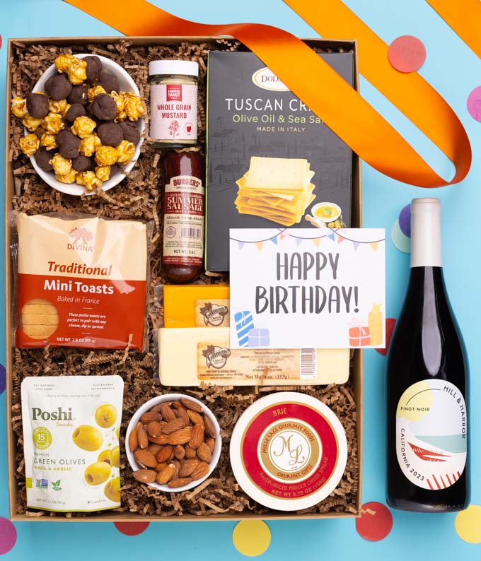 Happy Birthday! Deluxe Charcuterie & Red Wine Gift Box