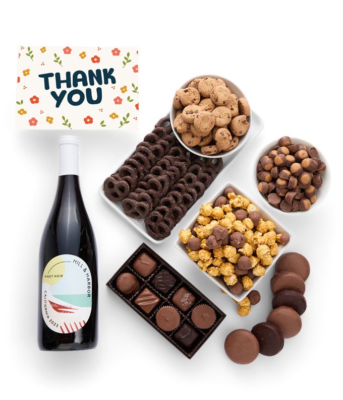 Thank You! Gourmet Chocolate &amp; Wine Gift Box - California Red Wine