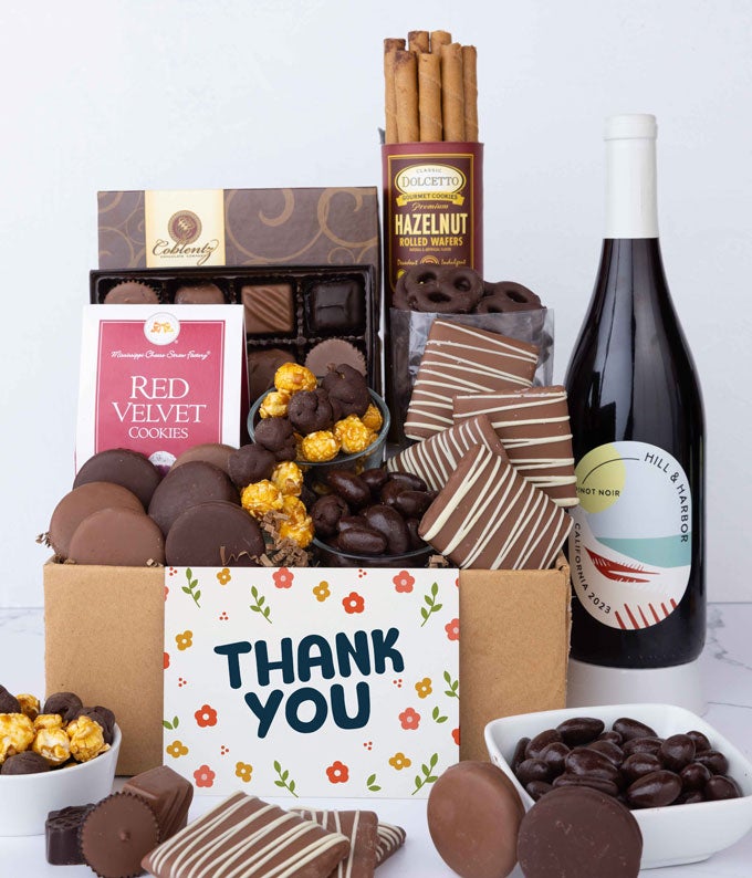 Thank You! Gourmet Chocolate & Wine Gift Box - California Red Wine