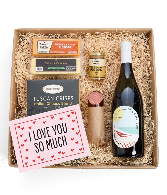 I Love You! Cheese, Meat &amp; Red Wine Gift Box