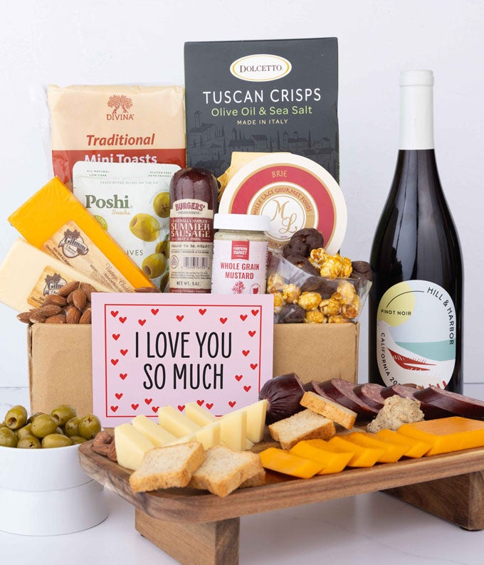 I Love You! Deluxe Red Wine Charcuterie Gift Box