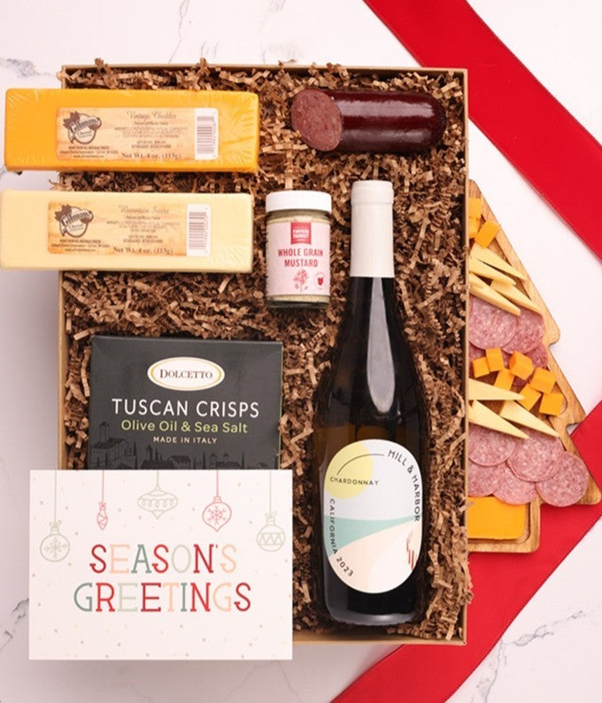 Season's Greetings Cheese, Meat & Red Wine Gift Box