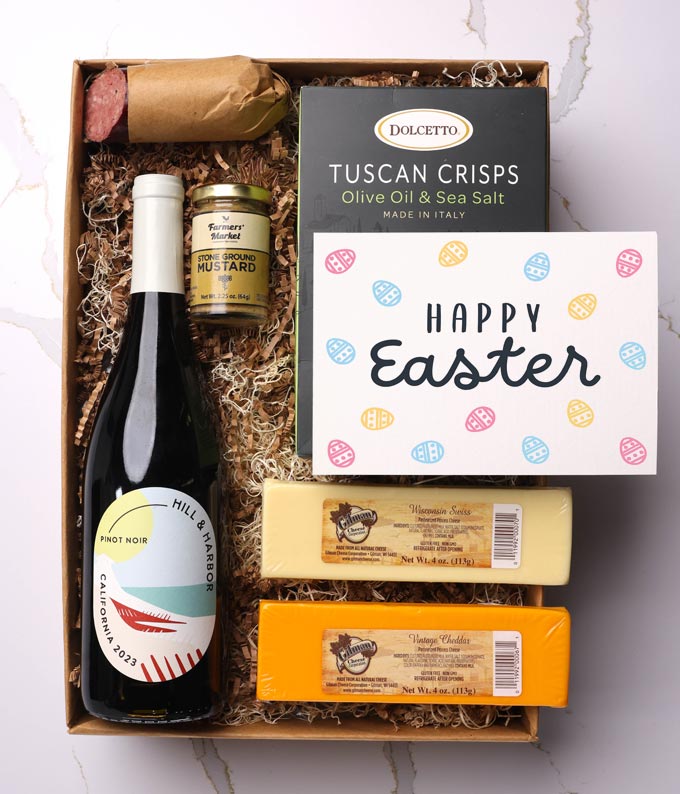 Happy Easter Cheese, Meat & Red Wine Gift