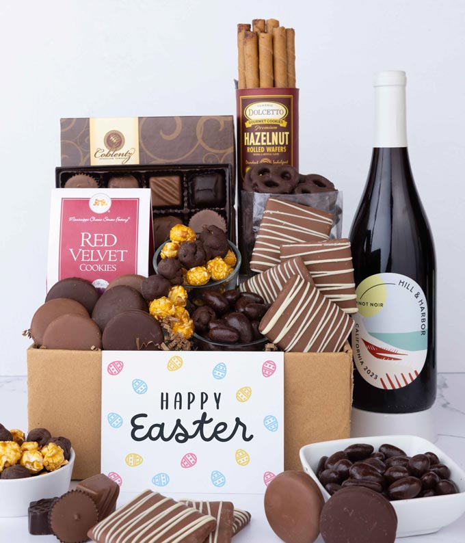 Deluxe Easter Chocolate Box with Red Wine