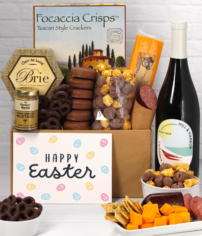 Gourmet Easter Gift Box with Red Wine