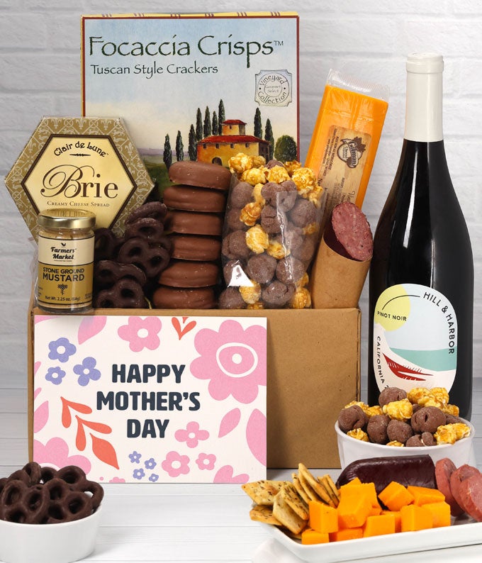 Mother's Day Gourmet Gift Box with Red Wine