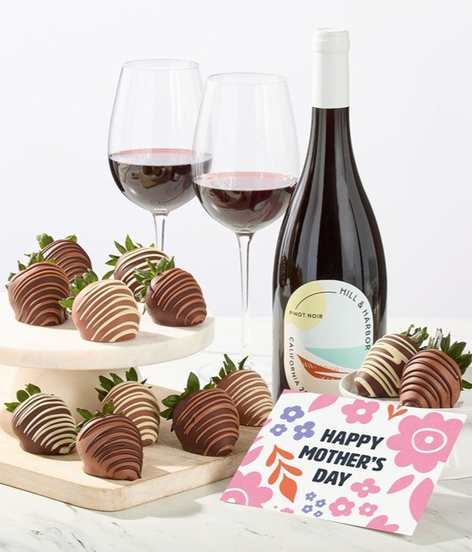 Mother's Day Chocolate Covered Strawberries & Red Wine