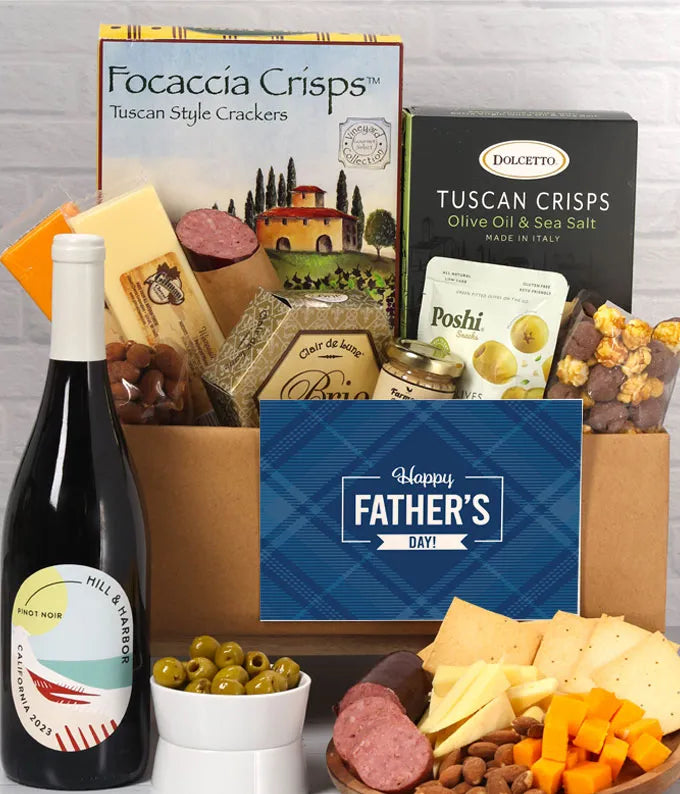 Deluxe Father's Day Cheese, Charcuterie & Red Wine Gift Box