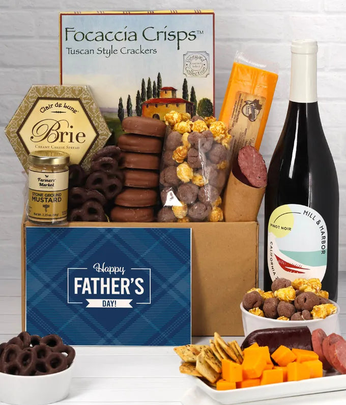 Father's Day Gourmet Gift Box with Red Wine