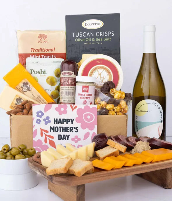 Deluxe Mother's Day Cheese, Charcuterie & White Wine