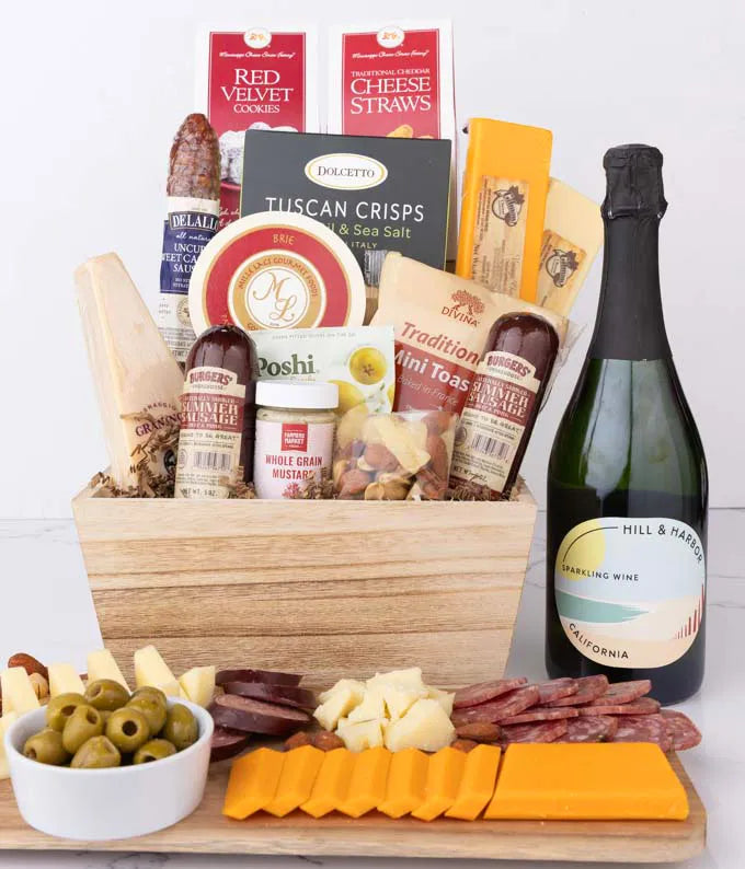 Premium Charcuterie & Red Wine Gift Basket
