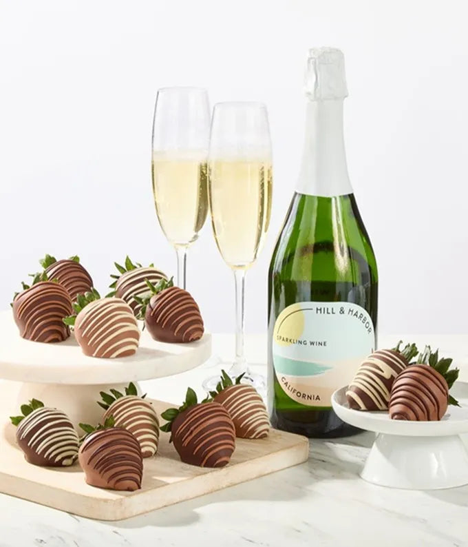 Gourmet Chocolate Covered Strawberries & Sparkling Wine