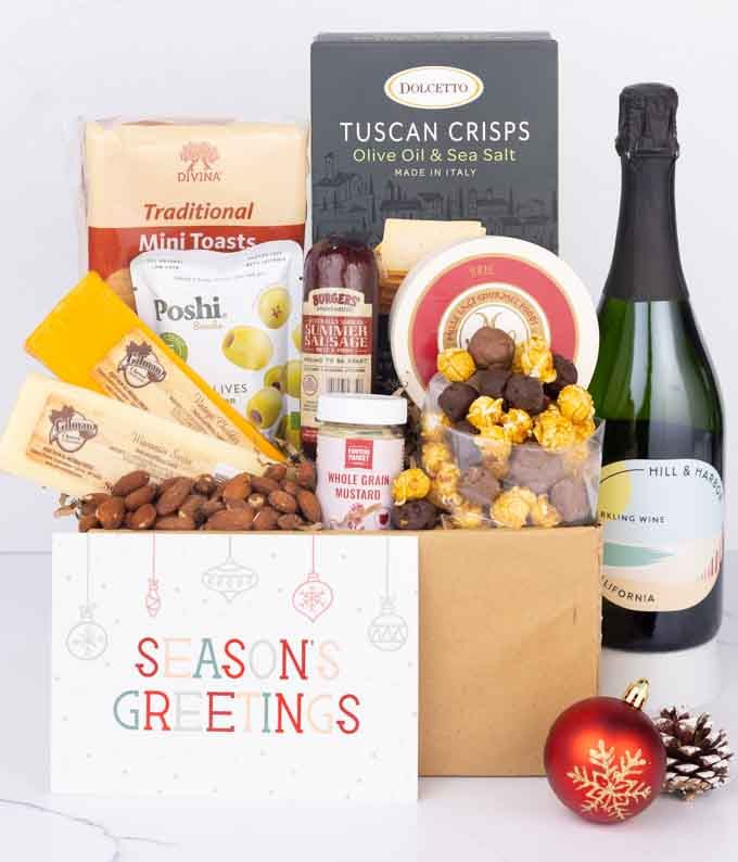 Season's Greetings Charcuterie, Cheese & Sparkling Wine Gift Box