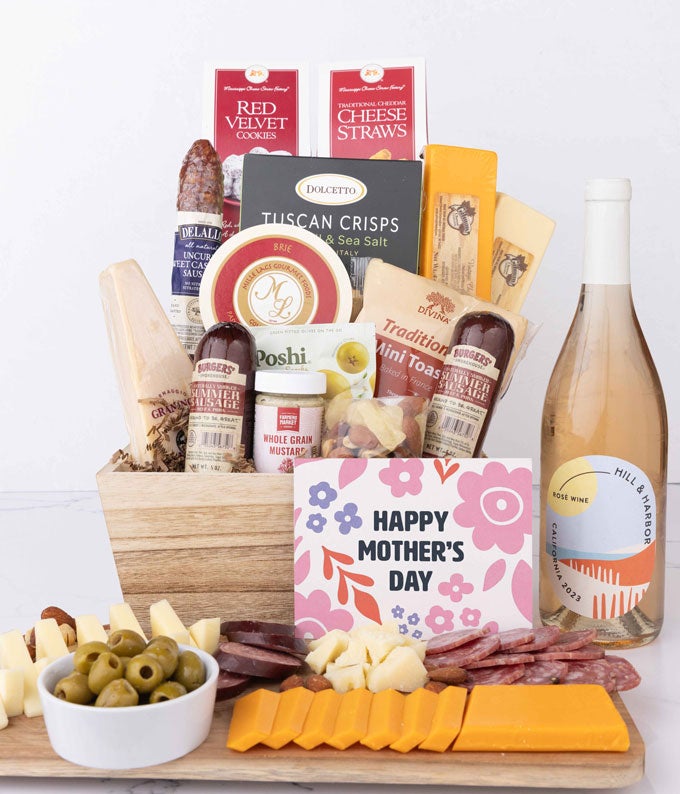 Premium Charcuterie, Cheese & Rosé Wine Mother's Day Gift Basket