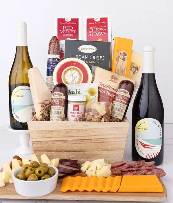 Premium Charcuterie & Red Wine Gift Basket