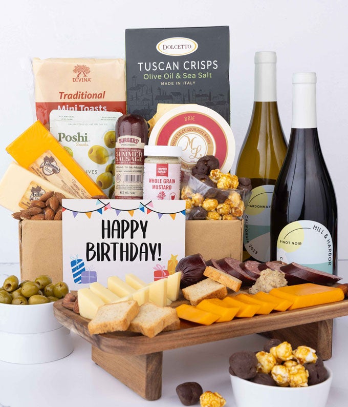 Birthday Deluxe Red & White Wine Charcuterie Gift Box