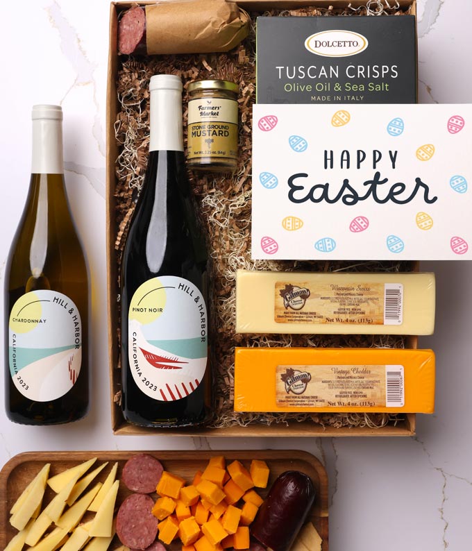Easter Cheese & Meat Box with Red & White Wine