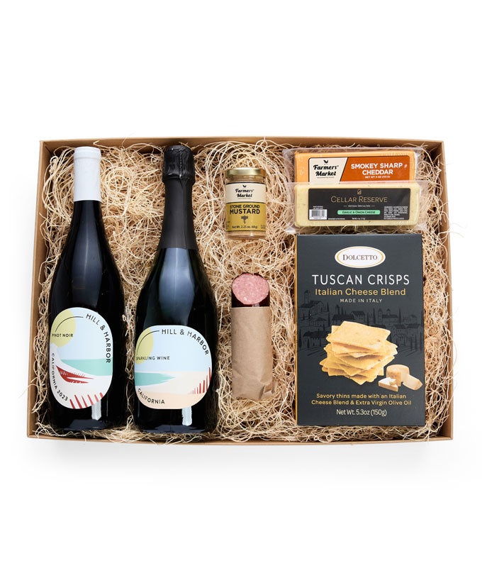 Cheese &amp; Meat Box with Red &amp; Sparkling Wine