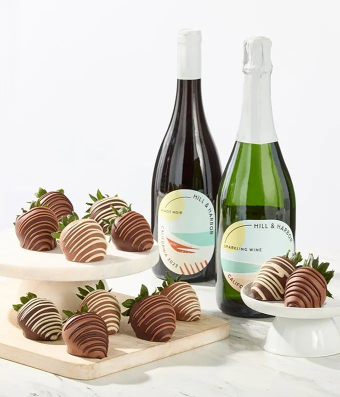 Gourmet Chocolate Covered Strawberries & Sparkling Wine