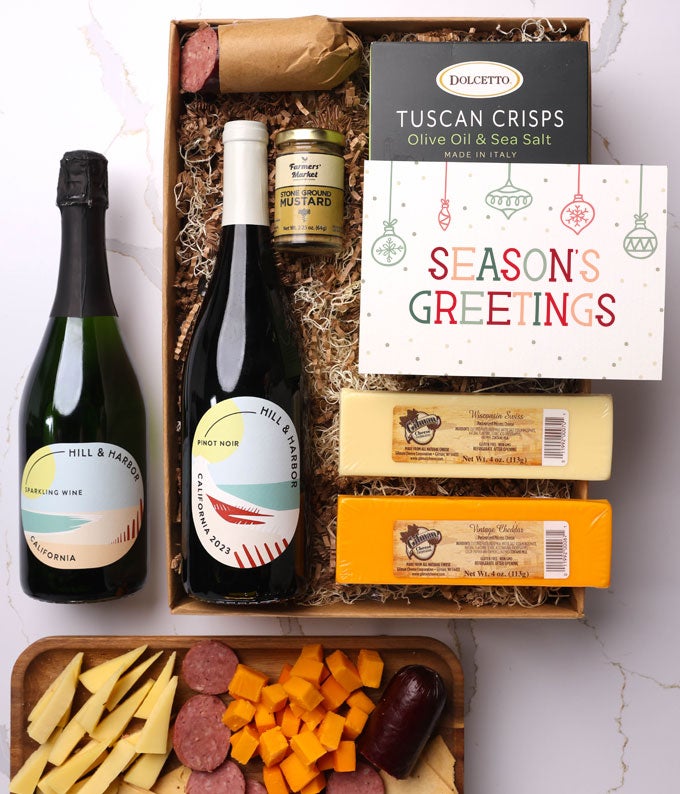 Cheese & Meat Box with California Red & Sparkling Wine