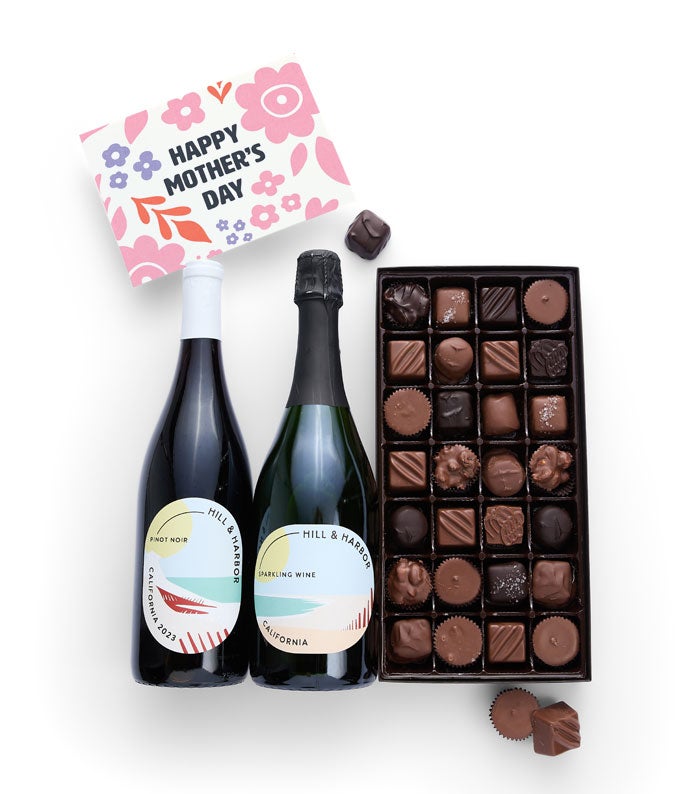 Mother's Day Gourmet Chocolate with Red & Sparkling Wine