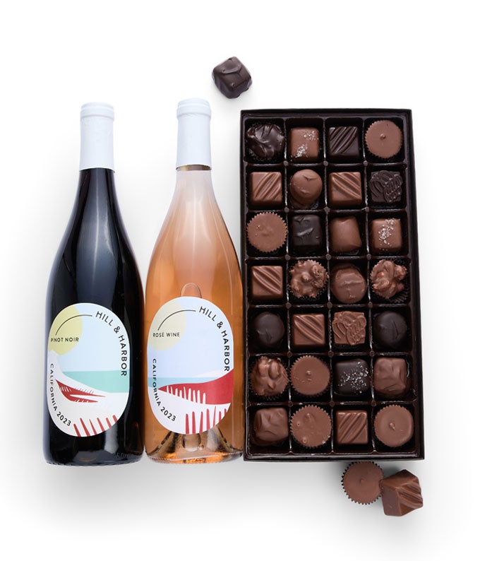 Gourmet Chocolates with California Red &amp; Rosé Wine