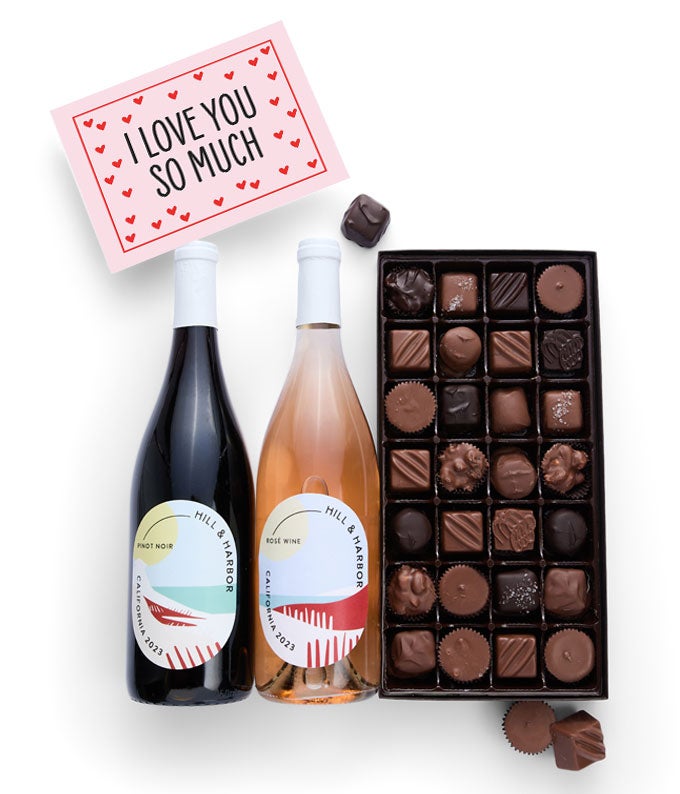 I Love You! Gourmet Chocolates with California Red &amp; Rosé Wine