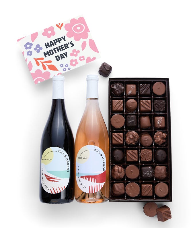 Mother's Day Gourmet Chocolate with Red & Rosé Wine