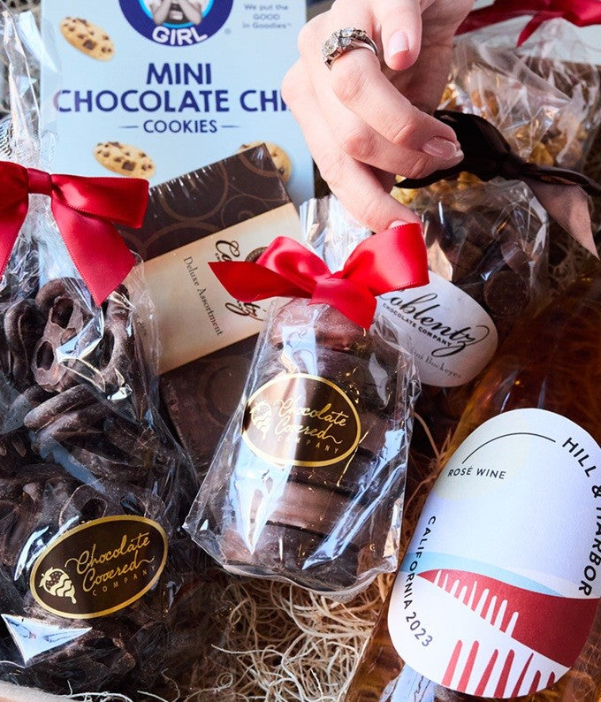 I Love You! Gourmet Chocolate &amp; Wine Indulgence Gift Box - California Sparkling Wine