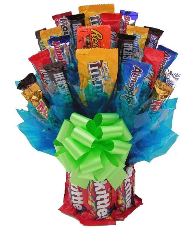 large candy bouquet with a variety of candy options