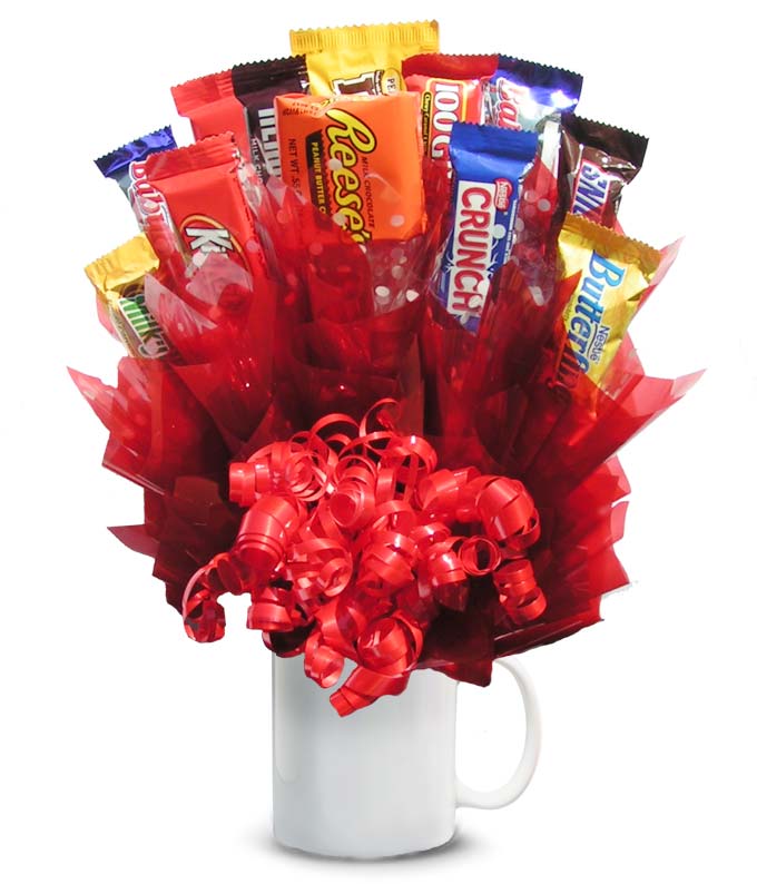 Mug filled with a candy bouquet