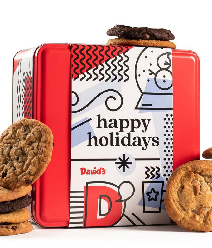 Happy Holidays 2lb Cookie Tin