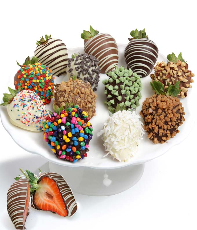 Candy topped chocolate covered strawberries
