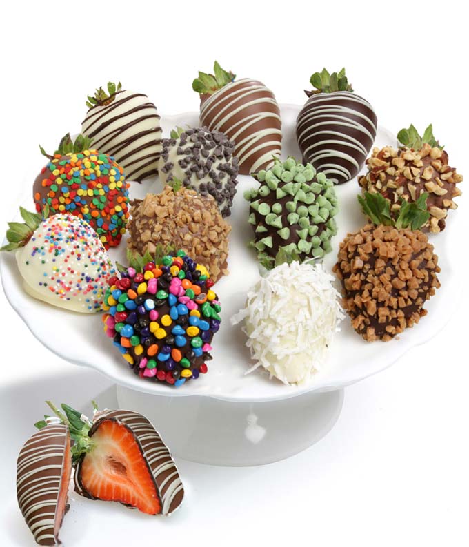 Candy Dipped Chocolate Covered Strawberries - The Gift Basket Store