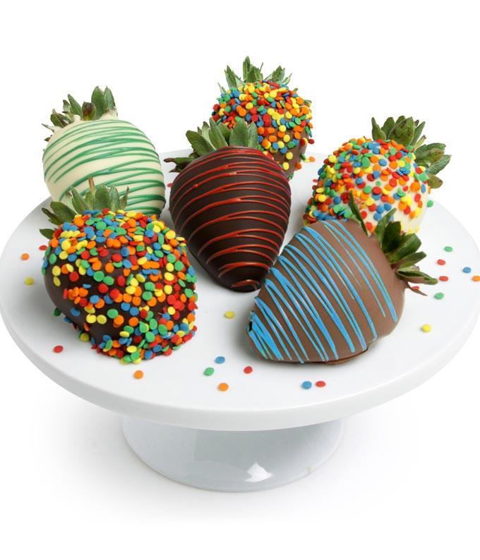 Chocolate Covered Birthday Strawberries - 6 Pieces