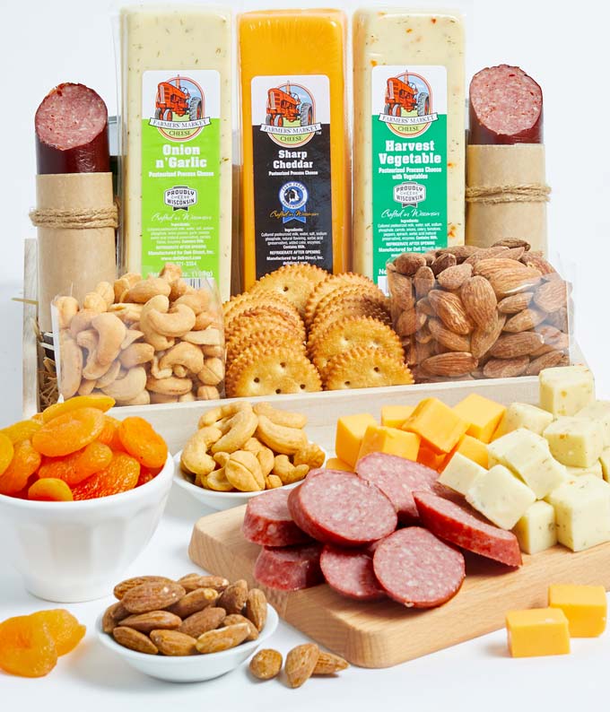 Summer Sausage, Cheese &amp; Nuts Basket