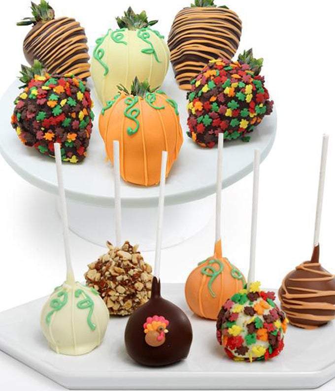 Thanksgiving Chocolate Covered Strawberries and Cake Pops