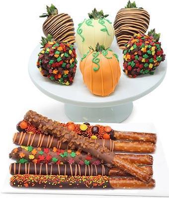 Thanksgiving Chocolate Covered Strawberries &amp; Pretzels