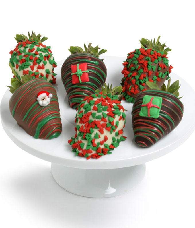 Half dozen chocolate covered Christmas strawberries