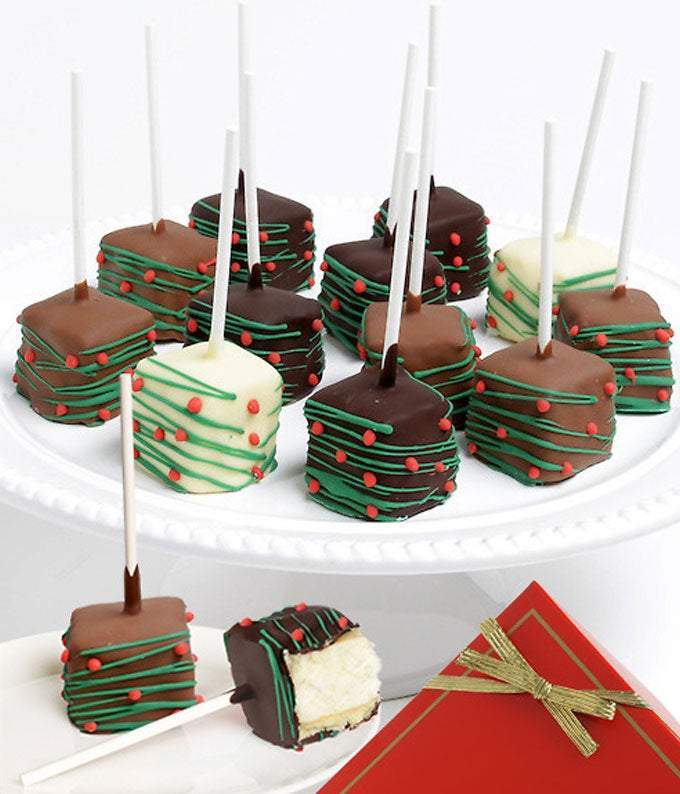 Christmas cheesecake pops topped with chocolate for delivery