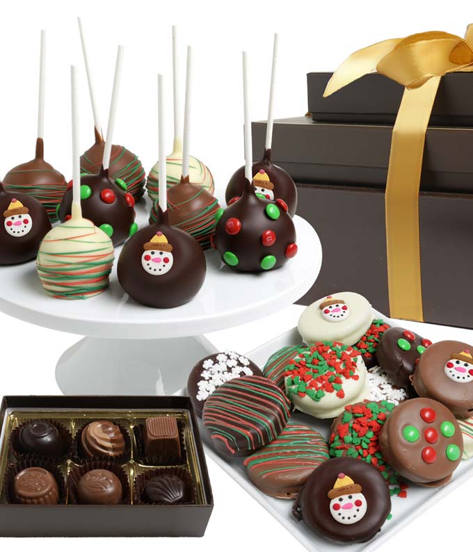 Festive Chocolate Covered Gift Tower