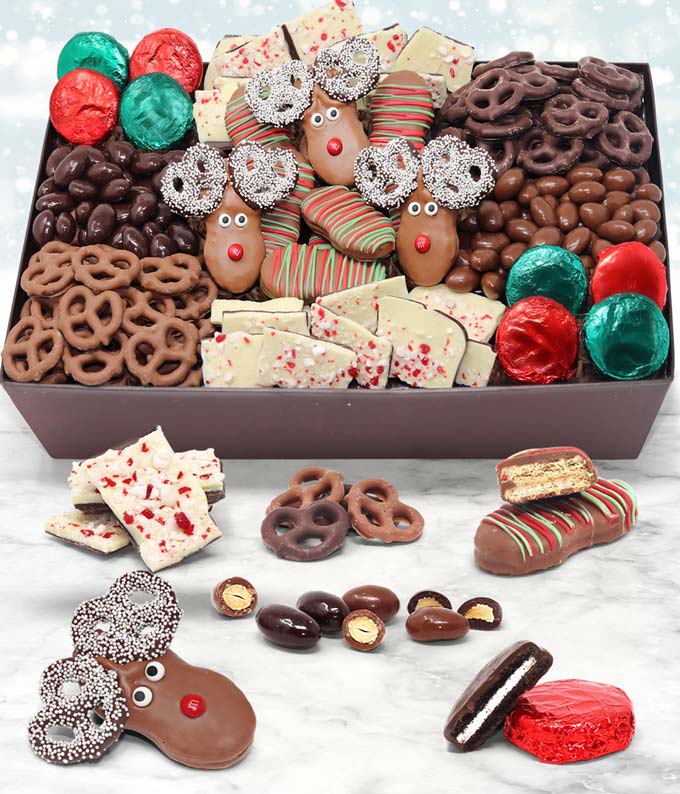 Christmas chocolate treats in a gift box