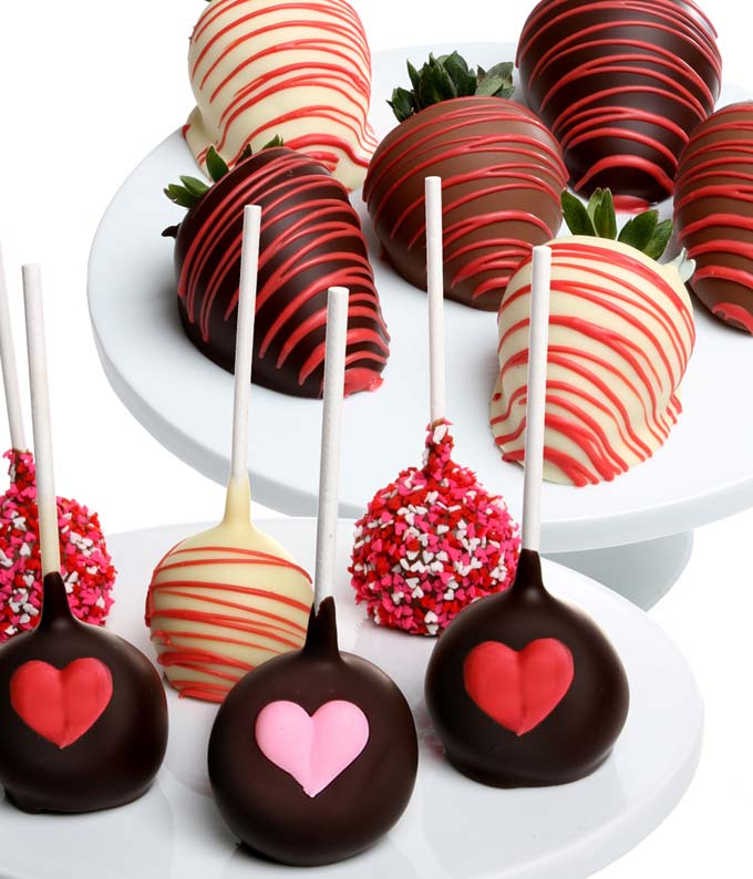 Love Chocolate Cake Pops &amp; Strawberries - 12 Pieces