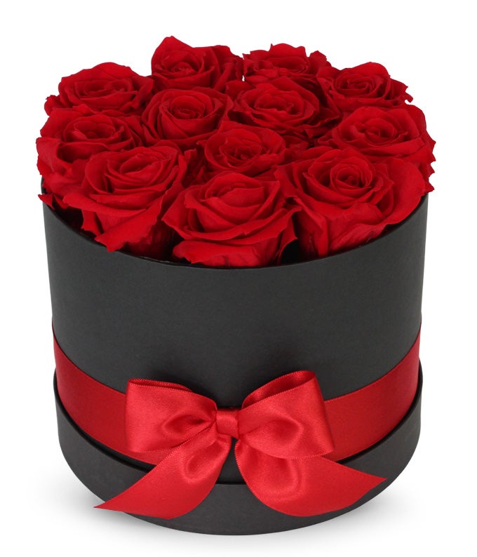Luxury red roses delivered in a gift box