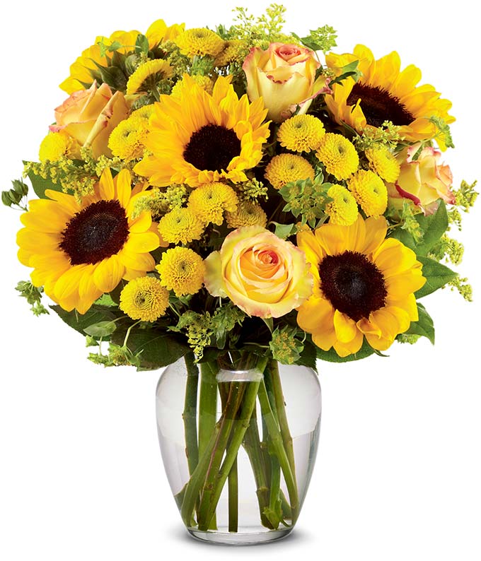 Brilliant Sunflower &amp; Rose Bouquet - Deluxe