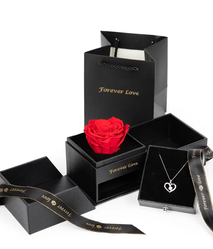 Valentine Rose & Necklace Gift Set