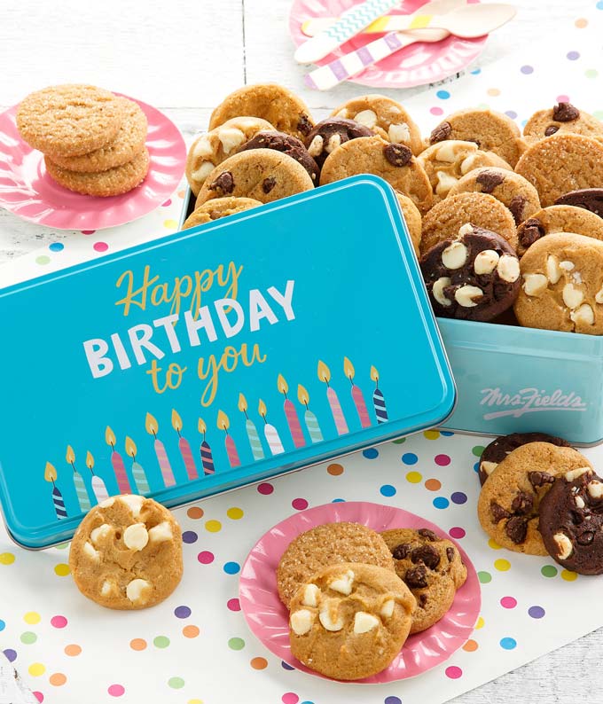 Birthday cookies in a birthday gift tin for next day delivery 